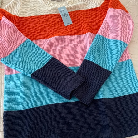 LOFT Striped Coton Blend Knit Sweater NWT - Picture 3 of 7